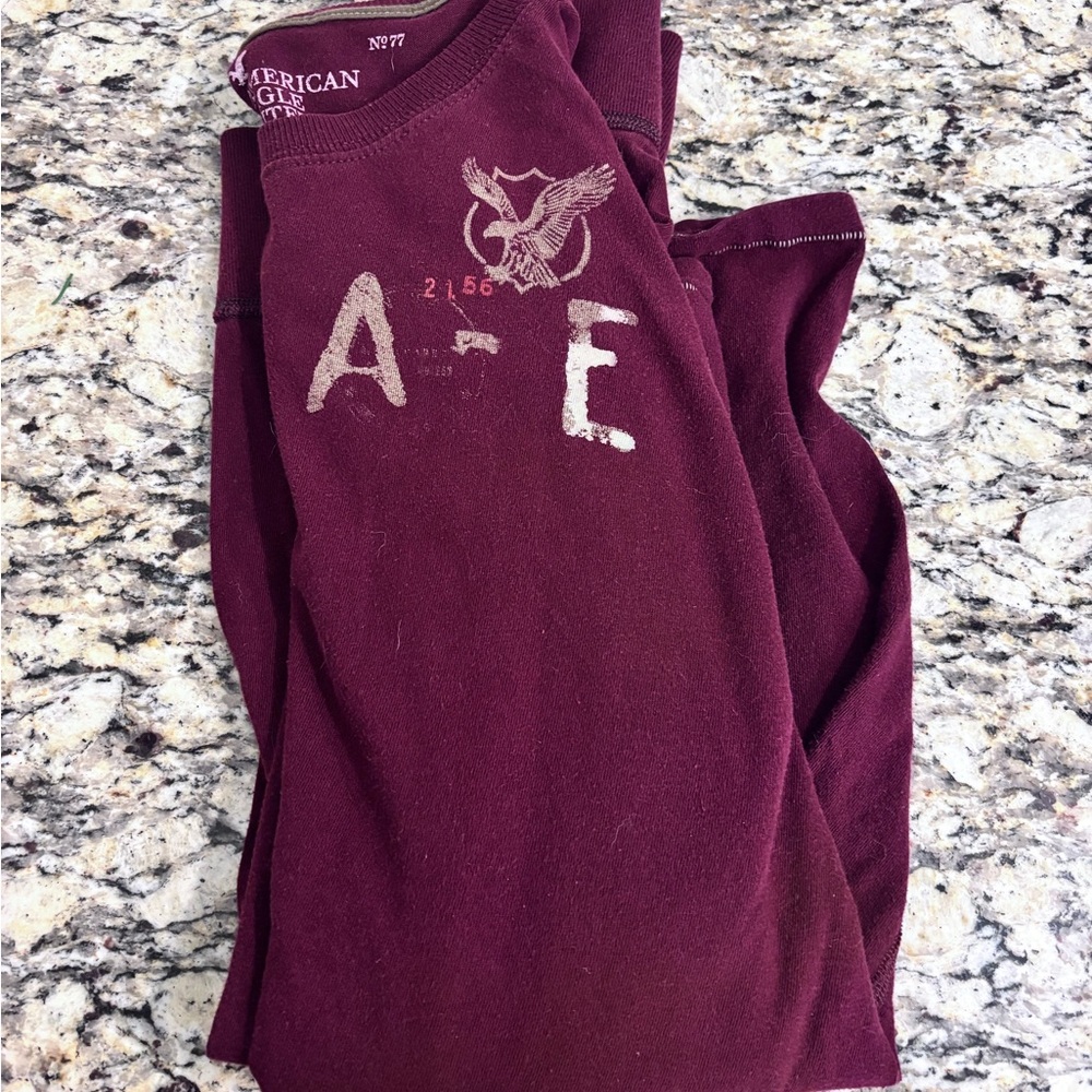 American Eagle Maroon Long Sleeve Shirt